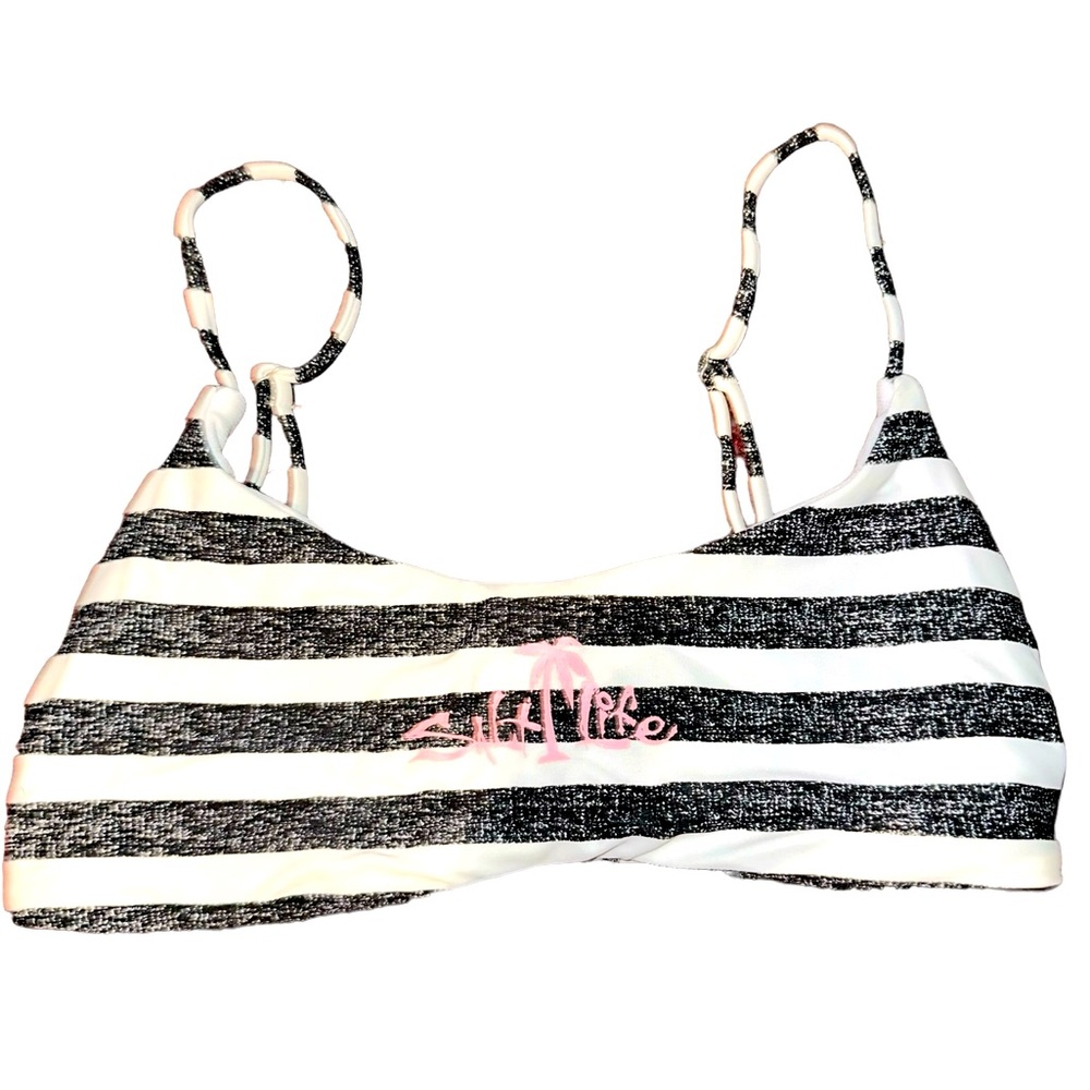 NWOT Salt Life black/ white striped bikini top M